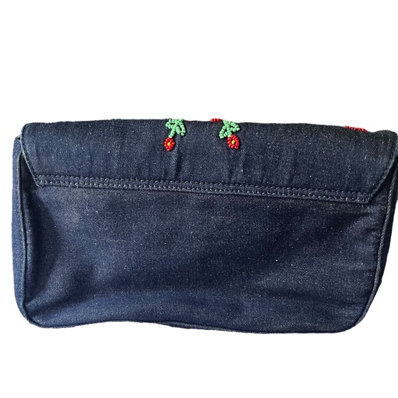 Designer Inspired Denim Clutch with Colorful Beads - Picture 4 of 8